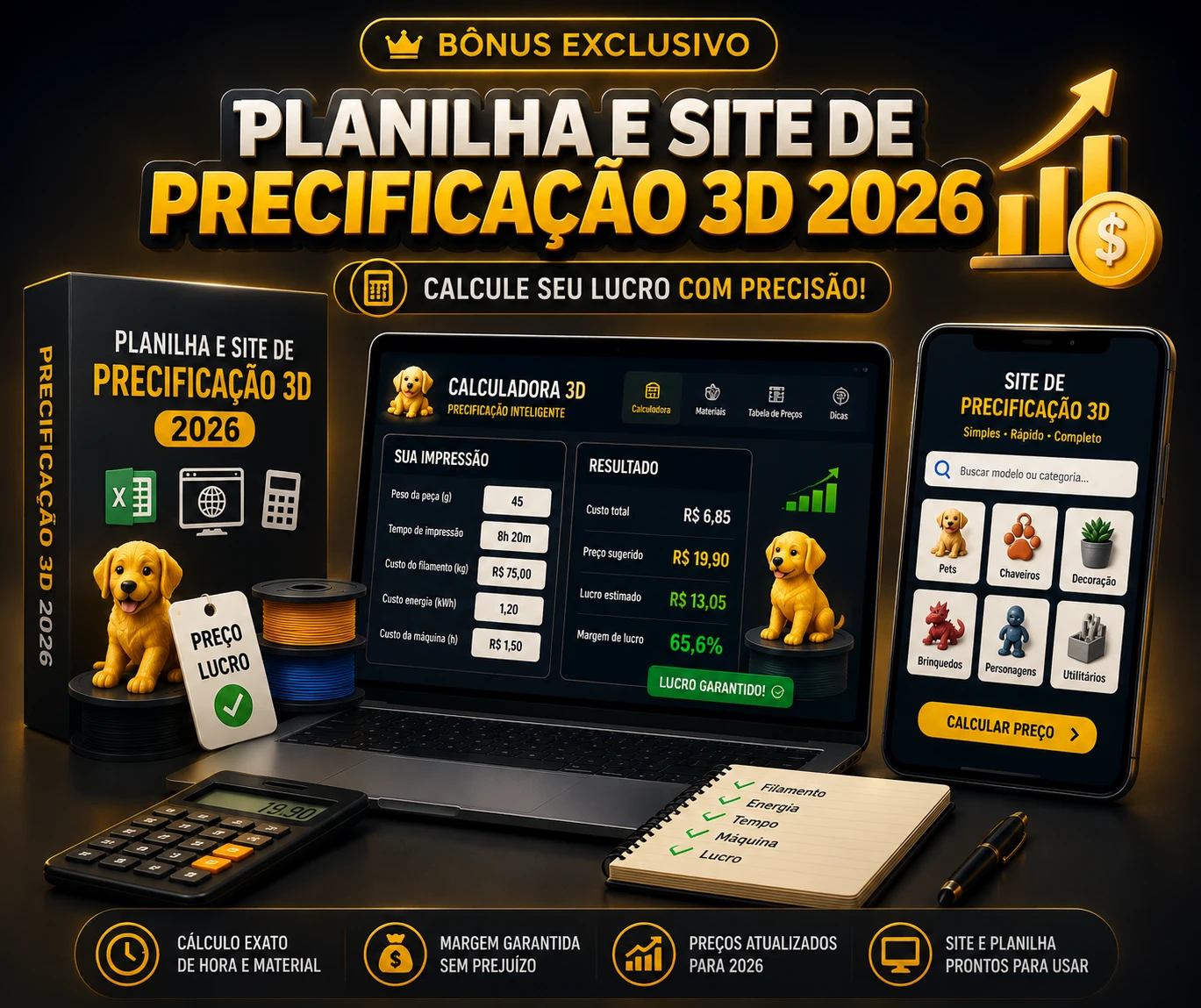 PLANILHA E SITE DE PRECIFICAÇÃO 3D 2026
